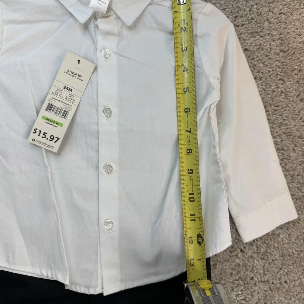 George Outfit Set Baby Boys 24M White Shirt Black Pants Dressy Formal Wedding